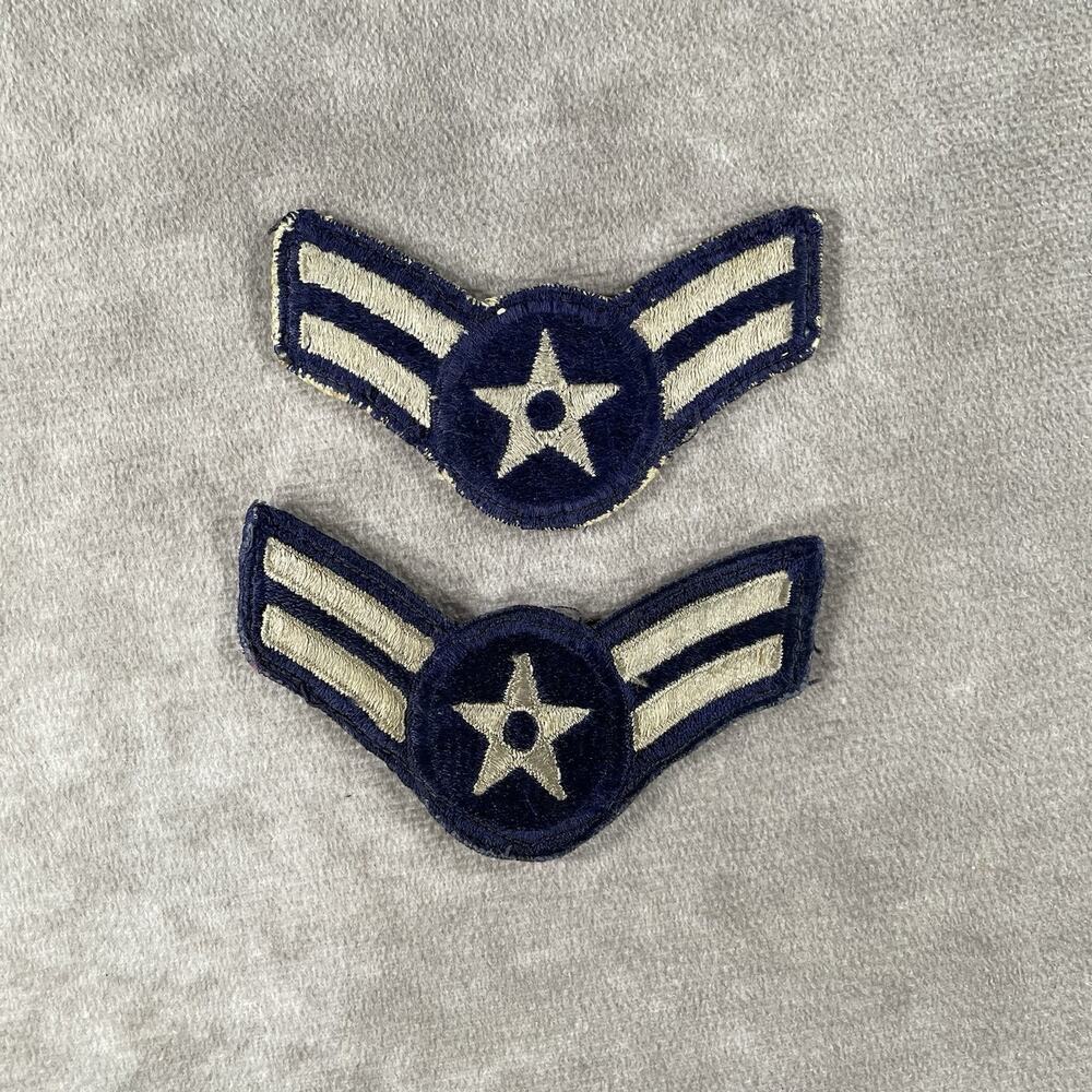 60s 70s 80s Military Patch Uniform Blue Silver Stripe 3 Bar Star Air Force